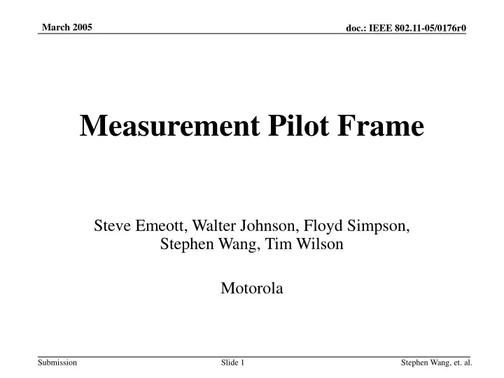 measurement pilot frame