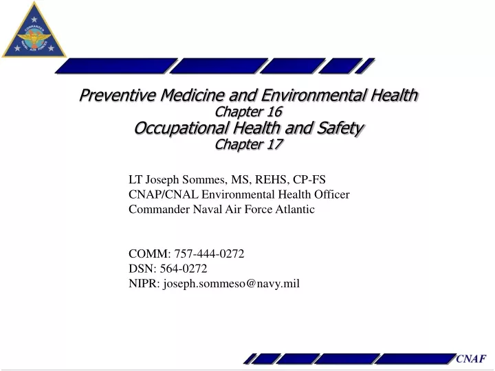 preventive medicine and environmental health chapter 16 occupational health and safety chapter 17