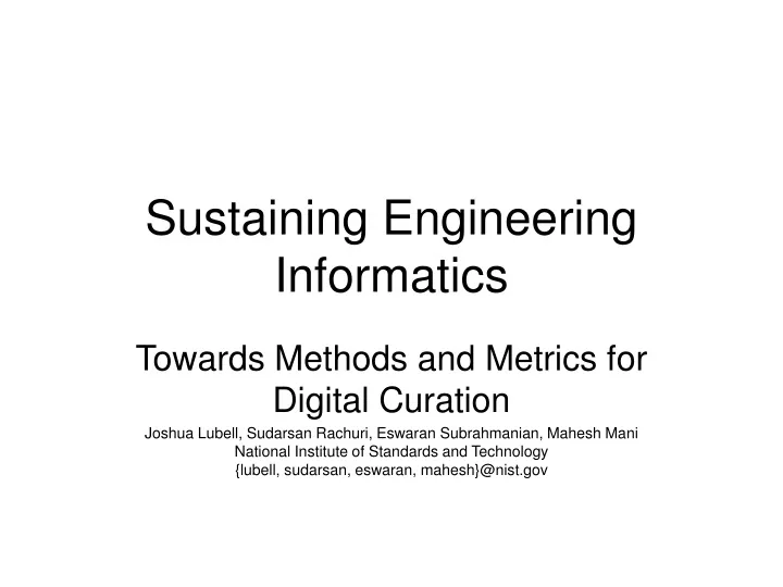 sustaining engineering informatics