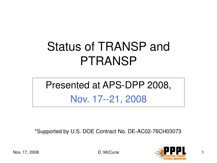 status of transp and ptransp
