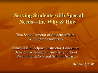 Serving Students with Special Needs—the Why &amp; How