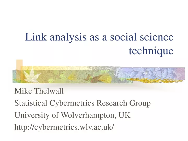 link analysis as a social science technique