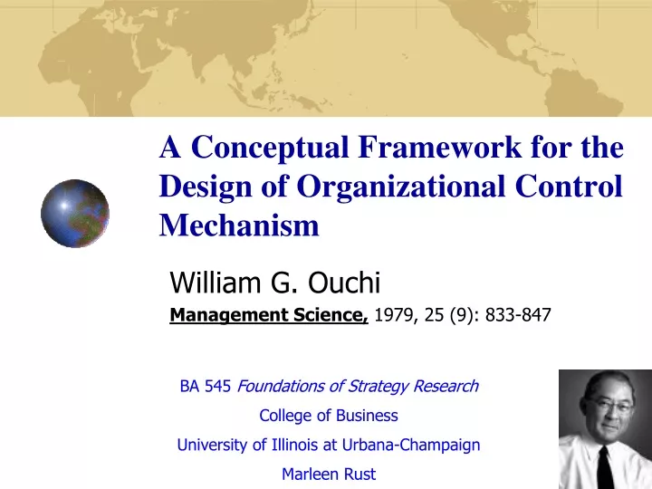 a conceptual framework for the design of organizational control mechanism