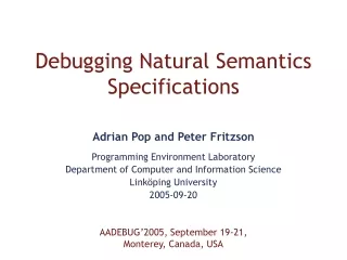 Debugging Natural Semantics Specifications