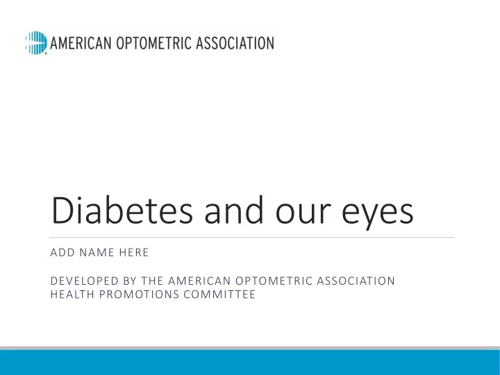 diabetes and our eyes