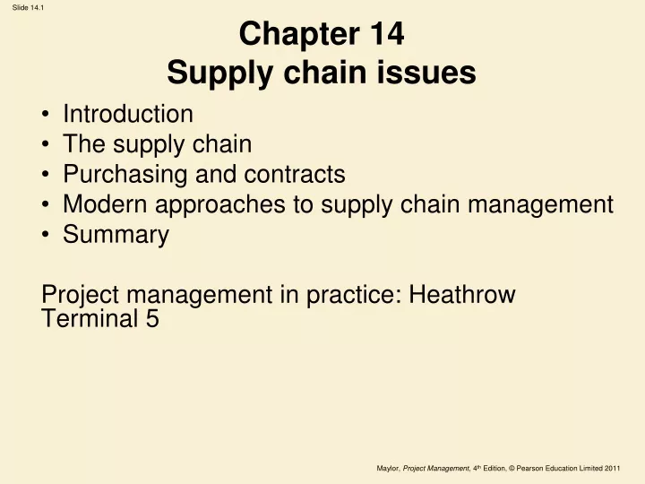 chapter 14 supply chain issues