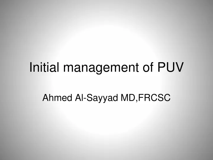 initial management of puv