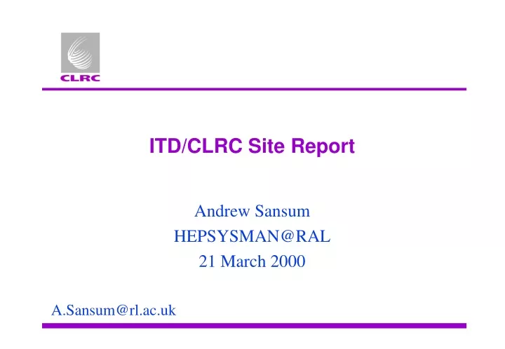itd clrc site report