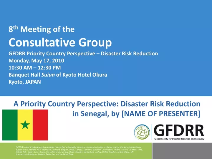 8 th meeting of the consultative group gfdrr