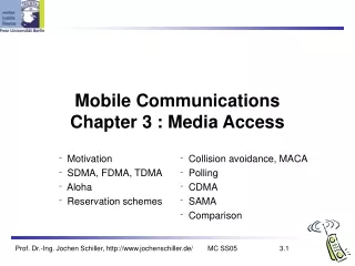 Mobile Communications Chapter 3 : Media Access