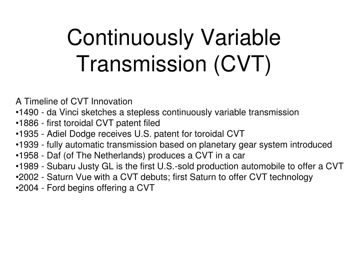continuously variable transmission cvt