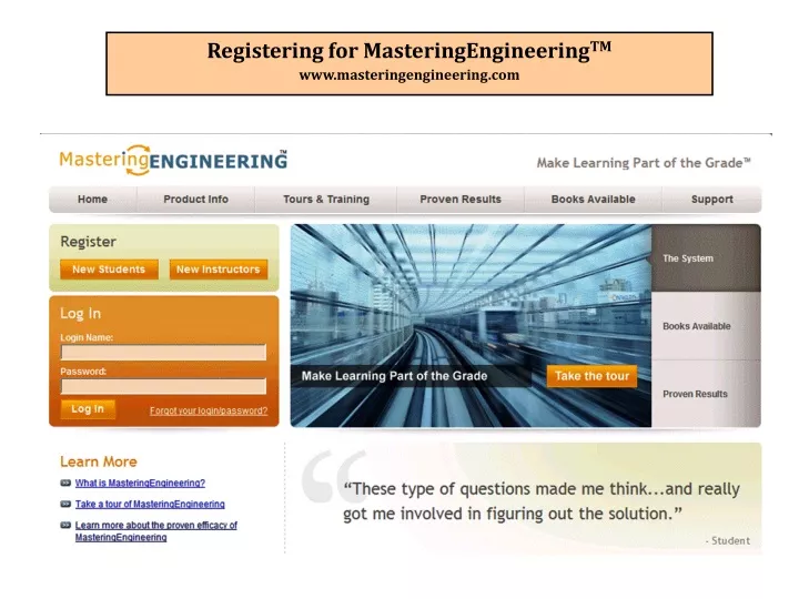 registering for masteringengineering