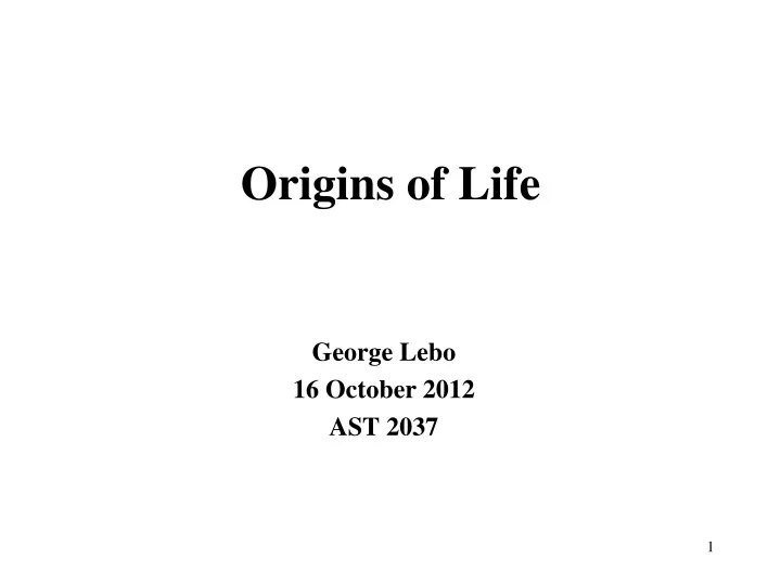 origins of life