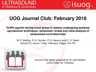 UOG Journal Club: February 2016