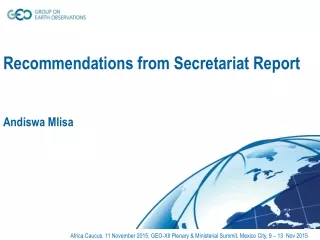 Recommendations from Secretariat Report