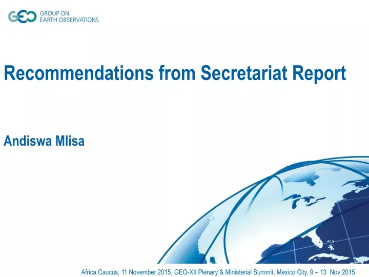 recommendations from secretariat report
