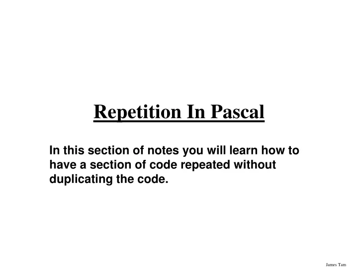 repetition in pascal