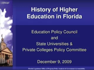History of Higher Education in Florida