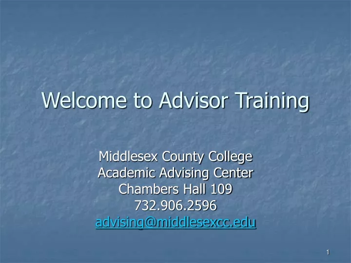 welcome to advisor training
