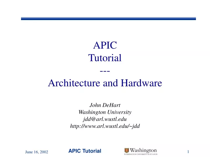 apic tutorial architecture and hardware john