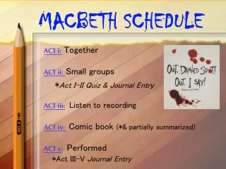 MACBETH SCHEDULE