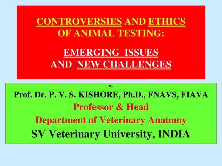 controversies and ethics of animal testing emerging issues and new challenges