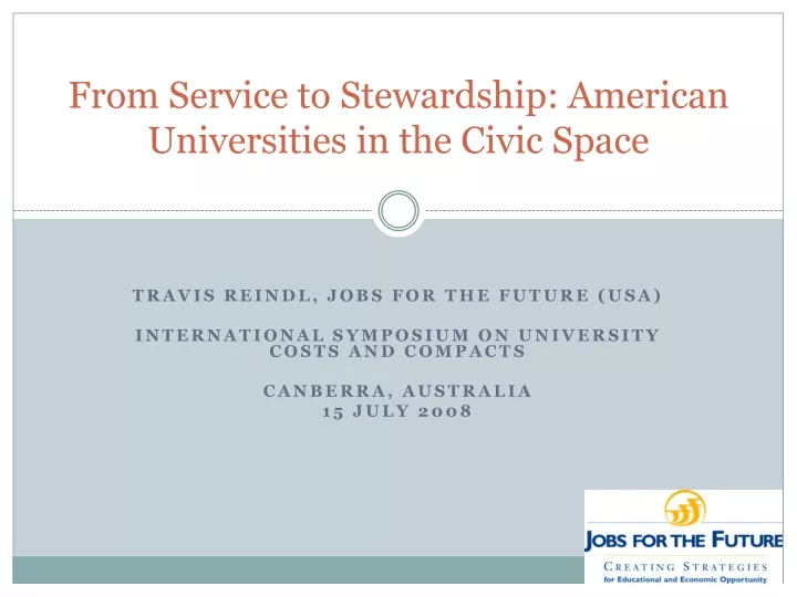 from service to stewardship american universities in the civic space