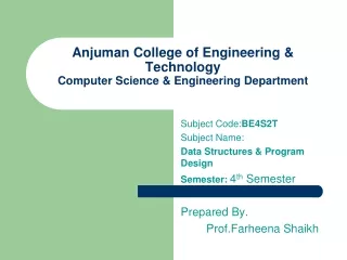 Anjuman College of Engineering &amp; Technology Computer Science &amp; Engineering Department