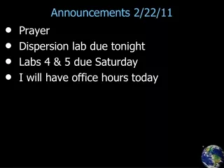 Announcements 2/22/11