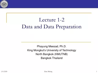 Lecture 1-2 Data and Data Preparation