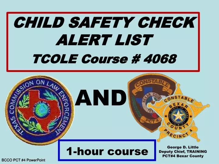child safety check alert list tcole course 4068