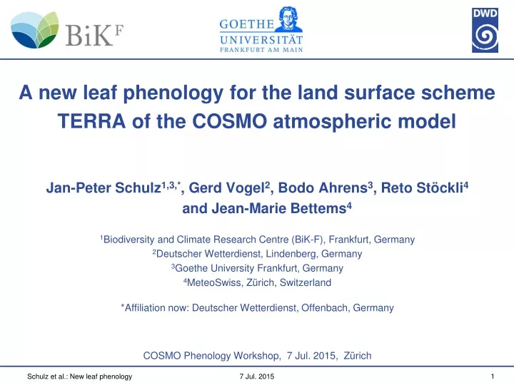 a new leaf phenology for the land surface scheme terra of the cosmo atmospheric model