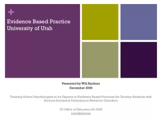 Evidence Based Practice  University of Utah