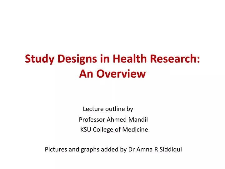 study designs in health research an overview