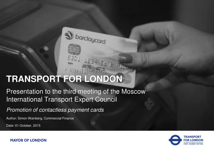 transport for london presentation to the third