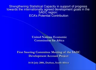 First Steering Committee Meeting of the SADC Development Account  Project