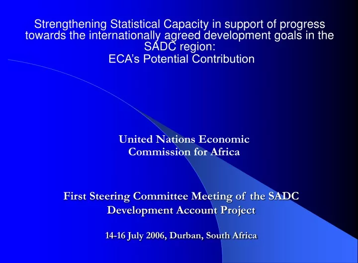 strengthening statistical capacity in support