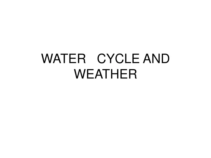 water cycle and weather