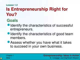 Lesson 1.2 Is Entrepreneurship Right for You?
