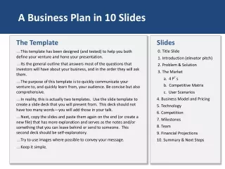 A Business Plan in 10 Slides