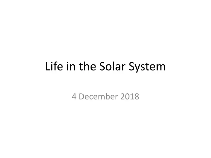 life in the solar system