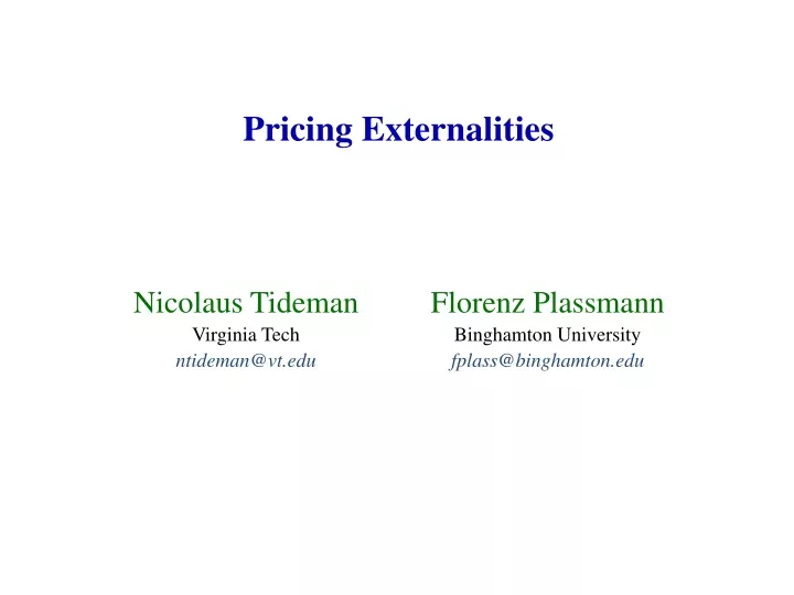 pricing externalities