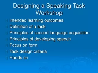Designing a Speaking Task Workshop