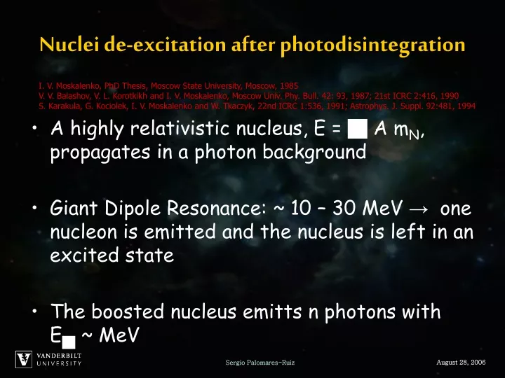nuclei de excitation after photodisintegration