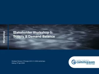 ? Stakeholder Workshop 5:  Supply &amp; Demand Balance