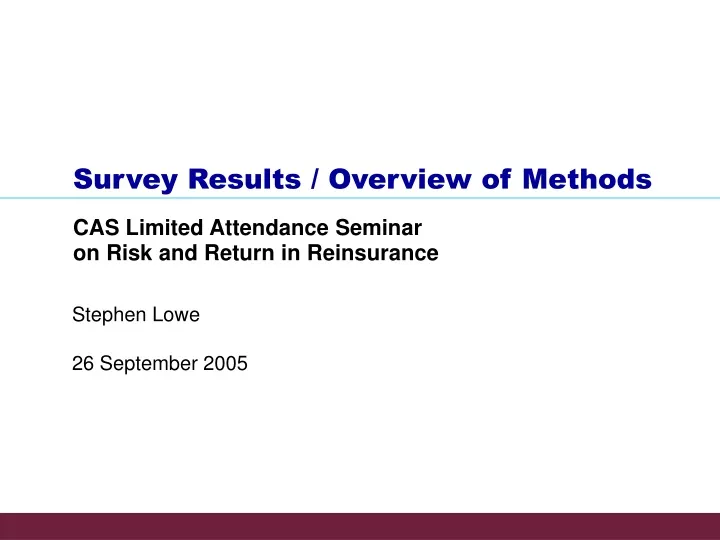 survey results overview of methods