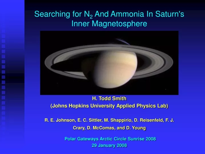 searching for n 2 and ammonia in saturn s inner magnetosphere