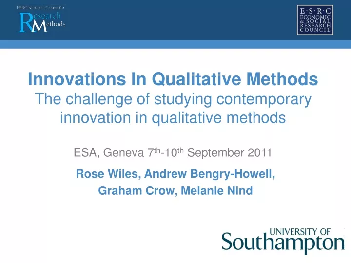 innovations in qualitative methods the challenge