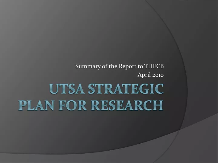 summary of the report to thecb april 2010