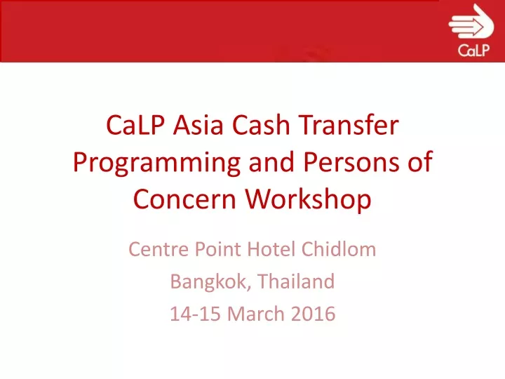 calp asia cash transfer programming and persons of concern workshop